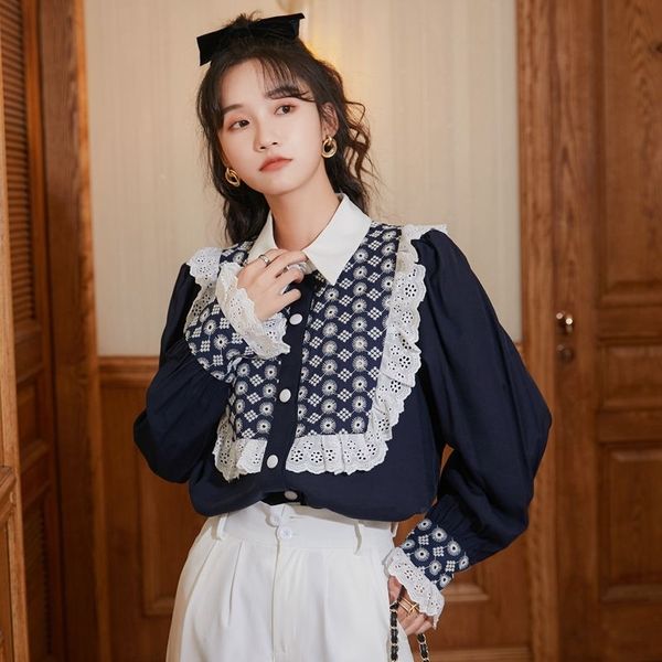women's two piece pants vintage korean blouse long sleeve ruffle button up collar shirt loose ladies femme fall women clothin, White
women's two piece pants vintage korean blouse long sleeve ruffle button up collar shirt loose ladies femme fall women clothin, White