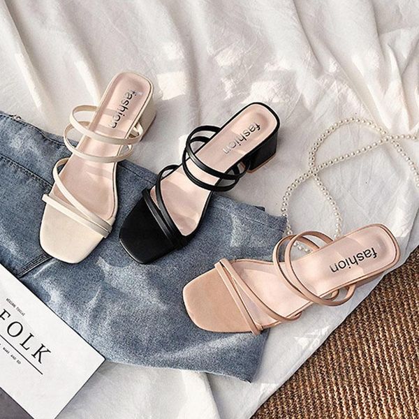 dress shoes women sandals square heels elegant summer ladies slippers outside cross tied leather female slides 2021 fashion woman sandales, Black
dress shoes women sandals square heels elegant summer ladies slippers outside cross tied leather female slides 2021 fashion woman sandales, Black