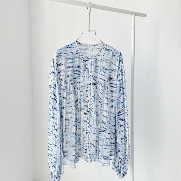 woman blue white paisley print viscose shirt o neck collar buttons long sleeves fashion blouse women's blouses & shirts
woman blue white paisley print viscose shirt o neck collar buttons long sleeves fashion blouse women's blouses & shirts