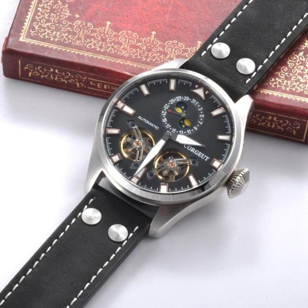 wristwatches 47mm big watch corgeut mens watches automatic mechanical men double flywheel date moon phase luminous waterproof, Slivery;brown
wristwatches 47mm big watch corgeut mens watches automatic mechanical men double flywheel date moon phase luminous waterproof, Slivery;brown