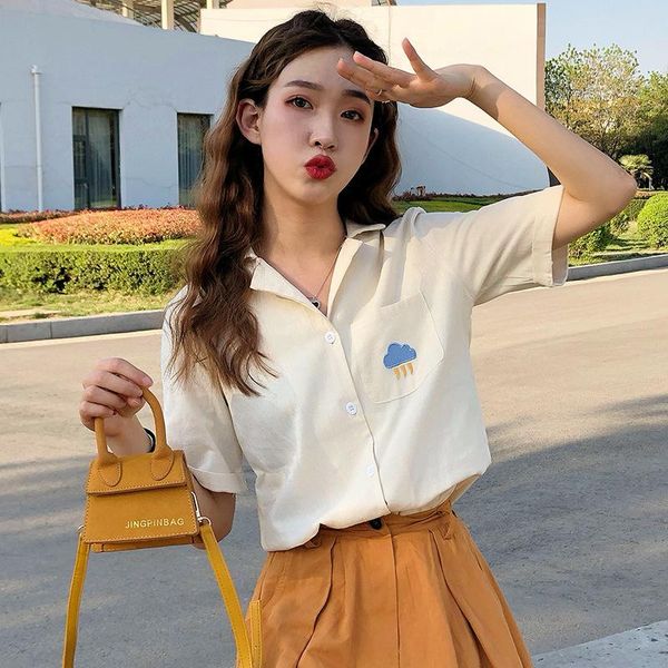women's blouses & shirts embroidery cotton women summer shirt short sleeve blouse lapel turn-down collar casual ladies blusas feminina, White
women's blouses & shirts embroidery cotton women summer shirt short sleeve blouse lapel turn-down collar casual ladies blusas feminina, White