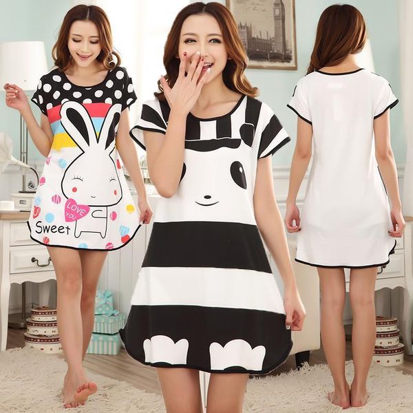 women sleepwear girl summer short sleeve cute lovely cartoon nightwear nightgowns sleep nightdress robes home dress, Black;red
women sleepwear girl summer short sleeve cute lovely cartoon nightwear nightgowns sleep nightdress robes home dress, Black;red
