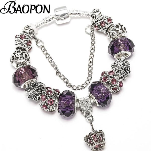 classic crown pendant charm bracelets with purple murano glass beads fine bangle for women lover fashion gift, Golden;silver
classic crown pendant charm bracelets with purple murano glass beads fine bangle for women lover fashion gift, Golden;silver
