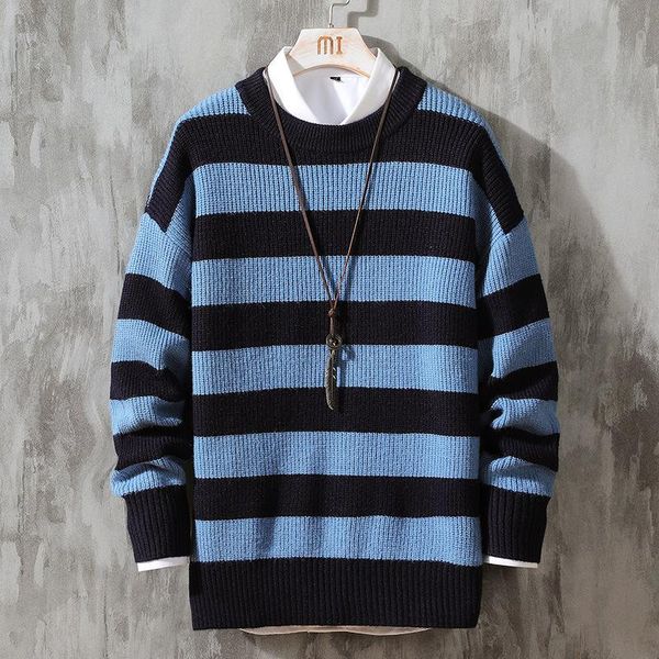 men's sweaters round neck pullover striped sweater autumn and winter simple fashionable, White;black
men's sweaters round neck pullover striped sweater autumn and winter simple fashionable, White;black