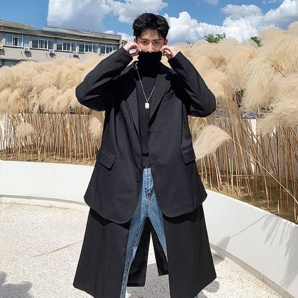 autumn men's medium and long suit coat personalized detachable design single breasted black jackets 2021 new chic, White;black
autumn men's medium and long suit coat personalized detachable design single breasted black jackets 2021 new chic, White;black