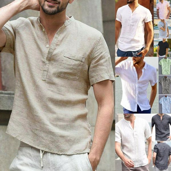 men's casual shirts fashion linen short sleeve summer loose soft button-front solid v-neck slim fit -xxxl, White;black
men's casual shirts fashion linen short sleeve summer loose soft button-front solid v-neck slim fit -xxxl, White;black