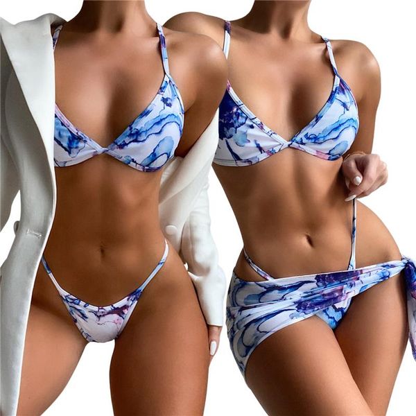 women's swimwear female adults tie-dyed spaghetti strap bikini panties and beach skirt for summer s//l, White;black
women's swimwear female adults tie-dyed spaghetti strap bikini panties and beach skirt for summer s//l, White;black