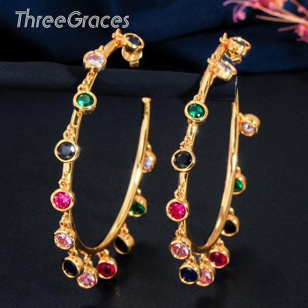 hoop & huggie threegraces fashion multiple round punk rainbow cz charm earring gold color big circle chandelier earrings for women er335, Golden;silver
hoop & huggie threegraces fashion multiple round punk rainbow cz charm earring gold color big circle chandelier earrings for women er335, Golden;silver