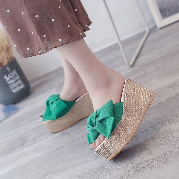slippers open toe outside fashion mature women butterfly-knot platform solid ladies shoes super high flat with summer, Black
slippers open toe outside fashion mature women butterfly-knot platform solid ladies shoes super high flat with summer, Black