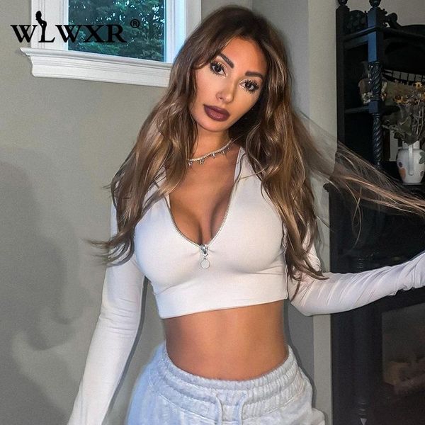 women's t-shirt wlwxr long sleeve crop women t shirt bodycon zipper v neck elastic tshirt ladies fall streetwear crpped female 2021, White
women's t-shirt wlwxr long sleeve crop women t shirt bodycon zipper v neck elastic tshirt ladies fall streetwear crpped female 2021, White