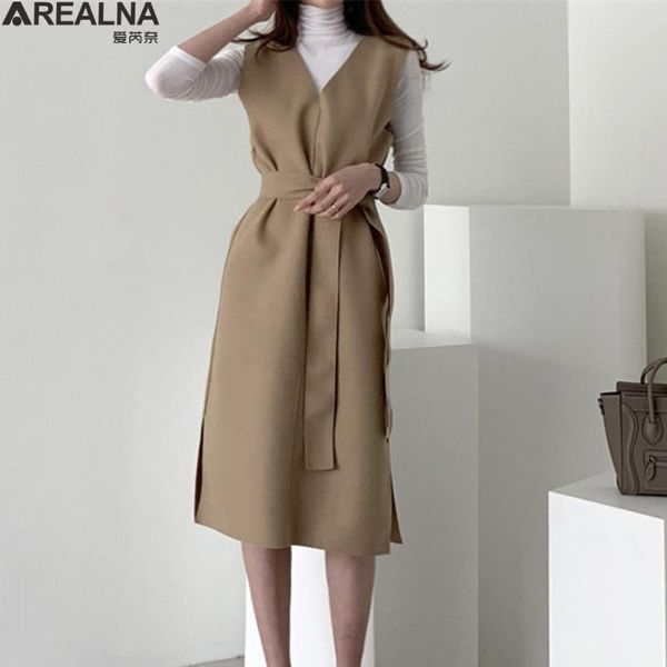 spring autumn sleeveless women dresses sashes solid split straight knitting warm sweater elegant office ladies dress casual, Black;gray
spring autumn sleeveless women dresses sashes solid split straight knitting warm sweater elegant office ladies dress casual, Black;gray
