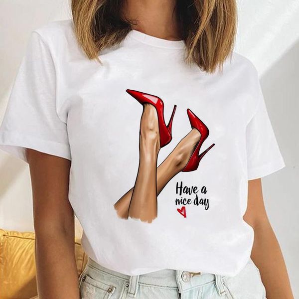 women's t-shirt summer s fashion red high heels shoes printed female t-shirts casual harajuku tees quality 90s ladies, White
women's t-shirt summer s fashion red high heels shoes printed female t-shirts casual harajuku tees quality 90s ladies, White