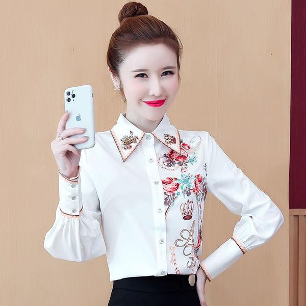 women's blouses & shirts long-sleeved ladies shirt spring and autumn 2021 fashion retro hong kong flavor all-match casual blouse, White
women's blouses & shirts long-sleeved ladies shirt spring and autumn 2021 fashion retro hong kong flavor all-match casual blouse, White