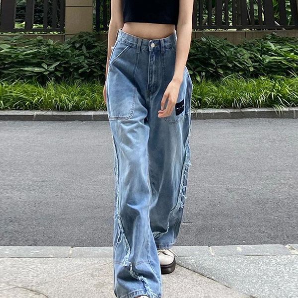 women's jeans retro design blue ladies straight and thin loose high waist wide leg mopping street pants autumn 2021
women's jeans retro design blue ladies straight and thin loose high waist wide leg mopping street pants autumn 2021