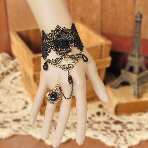 fashion victorian dress costume gothic black rose lace lolita women bracelet endq charm bracelets, Golden;silver
fashion victorian dress costume gothic black rose lace lolita women bracelet endq charm bracelets, Golden;silver