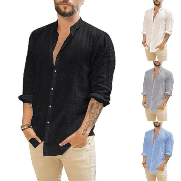 men's t-shirts shirts for mens linen long sleeve shirt autumn men clothing streetwear casual loose t-shirt button tshirts, White;black
men's t-shirts shirts for mens linen long sleeve shirt autumn men clothing streetwear casual loose t-shirt button tshirts, White;black