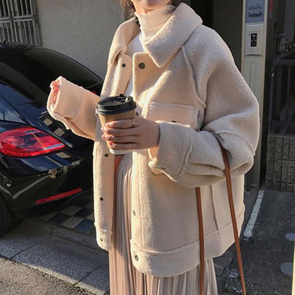 women's wool & blends 2021 early spring anti sheepskin coat female loose plush shirt jacket y863, Black
women's wool & blends 2021 early spring anti sheepskin coat female loose plush shirt jacket y863, Black
