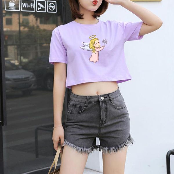 women's t-shirt summer fashion women t shirt kawaii cartoon angel print crop harajuku female streetwear cotton o-neck tshirt, White
women's t-shirt summer fashion women t shirt kawaii cartoon angel print crop harajuku female streetwear cotton o-neck tshirt, White
