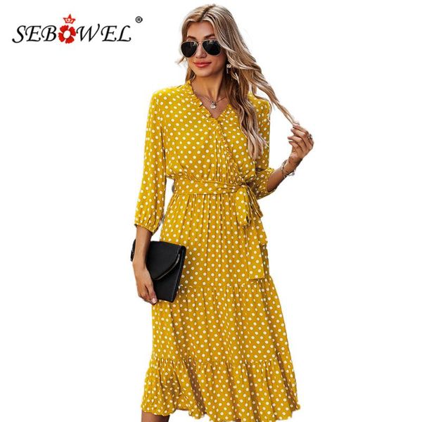 casual dresses sebowel elegant vintage lady polka dots dress spring holiday women high waist v-neck midi beach ruffles with sashes, Black;gray
casual dresses sebowel elegant vintage lady polka dots dress spring holiday women high waist v-neck midi beach ruffles with sashes, Black;gray