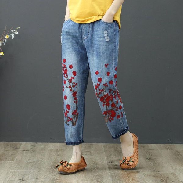 women's jeans 2021 spring summer hole ripped women high waist ankle-length pants capris female casual loose floral embroidery, Blue
women's jeans 2021 spring summer hole ripped women high waist ankle-length pants capris female casual loose floral embroidery, Blue