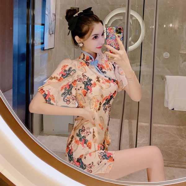 ethnic clothing women vintage slim qipao short dress classical chinese style retro print cheongsam korean party evening dresses vestido, Red
ethnic clothing women vintage slim qipao short dress classical chinese style retro print cheongsam korean party evening dresses vestido, Red