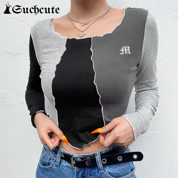 women's t-shirt spring gothic patchwork crop for women y2k aesthetic long sleeve fitness casual basic 90s outfits uzh6, White
women's t-shirt spring gothic patchwork crop for women y2k aesthetic long sleeve fitness casual basic 90s outfits uzh6, White