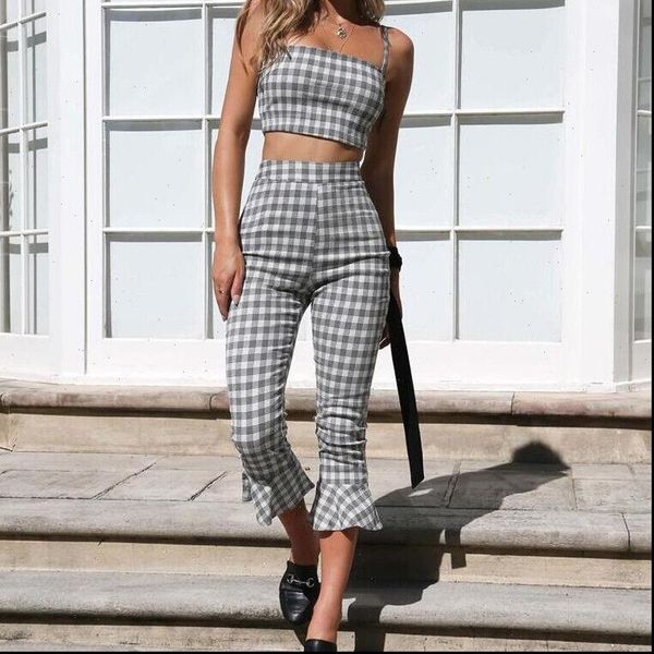 two pieces sweet bodycon women tracksuits cotton clothing pliads crop high waist pants outfits ruffles costumes, Gray
two pieces sweet bodycon women tracksuits cotton clothing pliads crop high waist pants outfits ruffles costumes, Gray