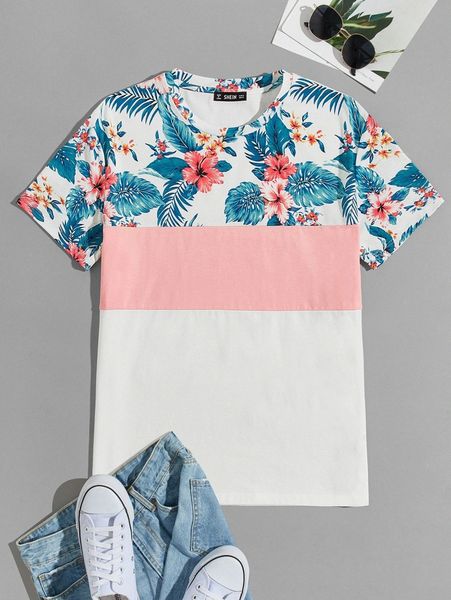 men tropical patternblock short sleeve tee u1pp#, White;black
men tropical patternblock short sleeve tee u1pp#, White;black