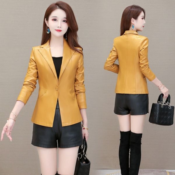 2021 autumn new haining leather women's short coat women's korean slim suit leather jacket fashion, Black
2021 autumn new haining leather women's short coat women's korean slim suit leather jacket fashion, Black