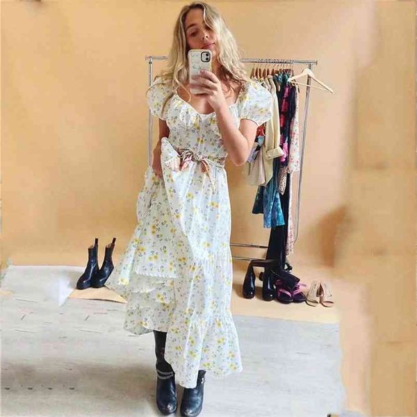 lace up vintage yellow summer maxi dress women short sleeve floral print boho holiday french style long robe 210427, White;black
lace up vintage yellow summer maxi dress women short sleeve floral print boho holiday french style long robe 210427, White;black