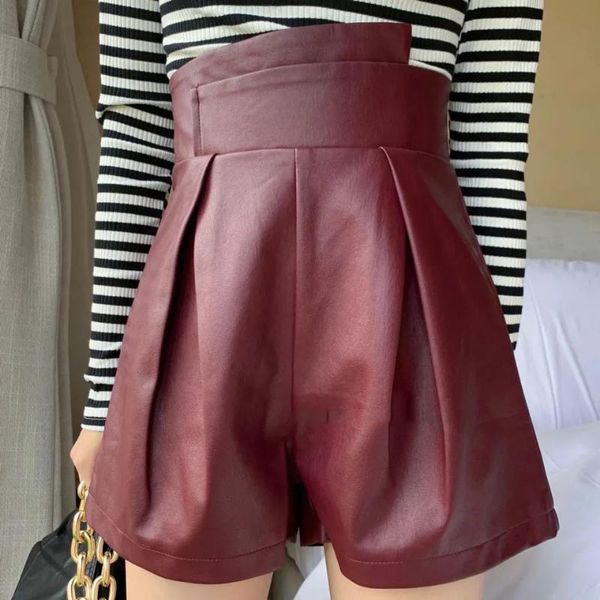 women's shorts women 2021 autumn winter pu female elegant high waisted bottoms ladies casual slim leather wide leg short femininos z741, White;black
women's shorts women 2021 autumn winter pu female elegant high waisted bottoms ladies casual slim leather wide leg short femininos z741, White;black