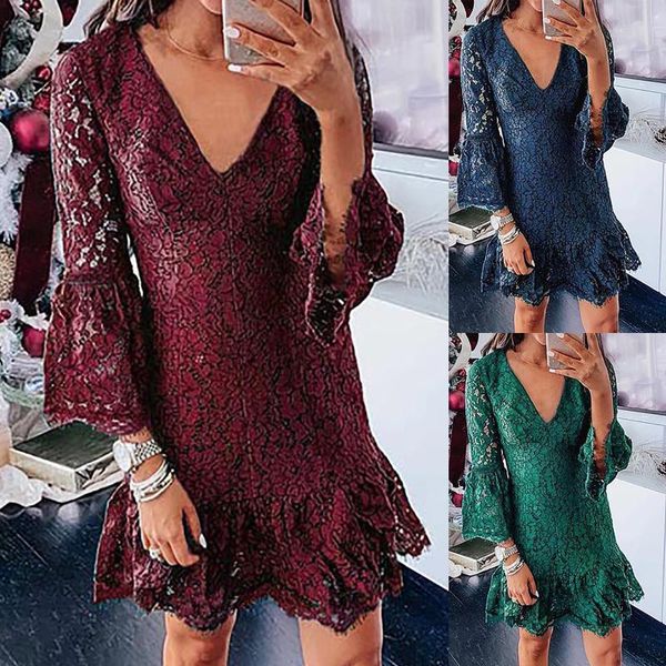 casual dresses elegant lady dress fashion womens lace v-neck stitching flared sleeve ruffle long slim night, Black;gray
casual dresses elegant lady dress fashion womens lace v-neck stitching flared sleeve ruffle long slim night, Black;gray