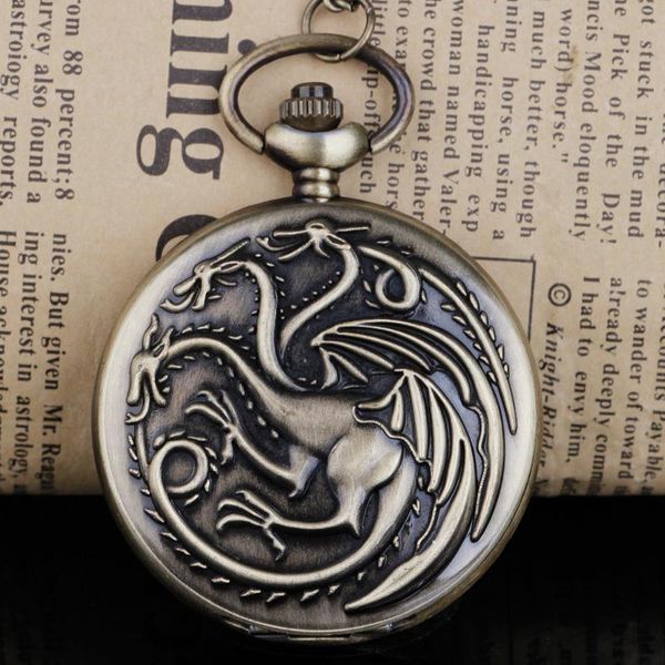 pocket watches bronze vintage quartz watch with necklace three-headed pterodactyl carved clock pendant men women children gifts, Slivery;golden
pocket watches bronze vintage quartz watch with necklace three-headed pterodactyl carved clock pendant men women children gifts, Slivery;golden