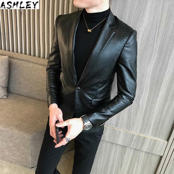 men's fur & faux single button pu blazer leather jacket fashion mens slim social prom suit black windbreaker blazers
men's fur & faux single button pu blazer leather jacket fashion mens slim social prom suit black windbreaker blazers