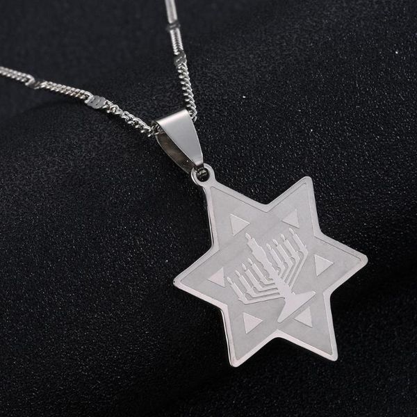 pendant necklaces stainless steel menorah temple with star of david necklace charm jewelry, Silver
pendant necklaces stainless steel menorah temple with star of david necklace charm jewelry, Silver