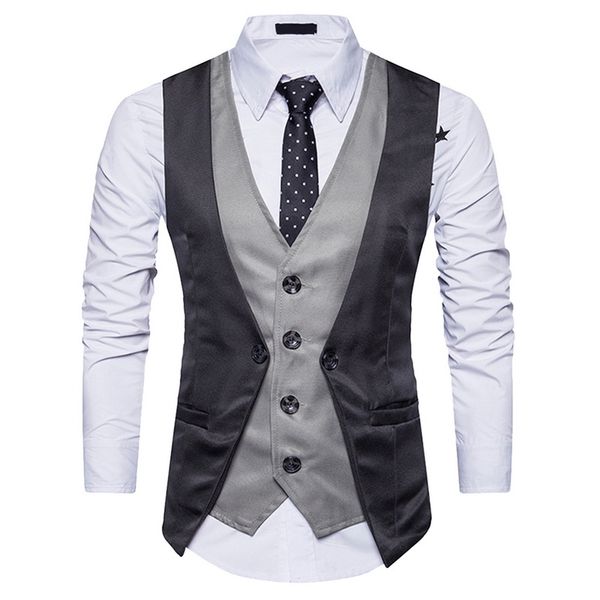 men vest fake two piece patch waistcoat casual slim business social suit vest groom plus size xxl, Black;white
men vest fake two piece patch waistcoat casual slim business social suit vest groom plus size xxl, Black;white