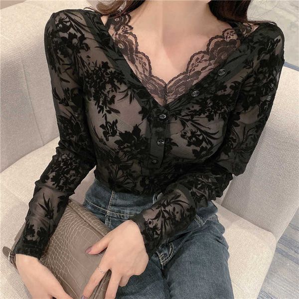 girls transparent base blouses shirts tees female chinese style vintage full sleeve black undershirts for women 210601, White
girls transparent base blouses shirts tees female chinese style vintage full sleeve black undershirts for women 210601, White