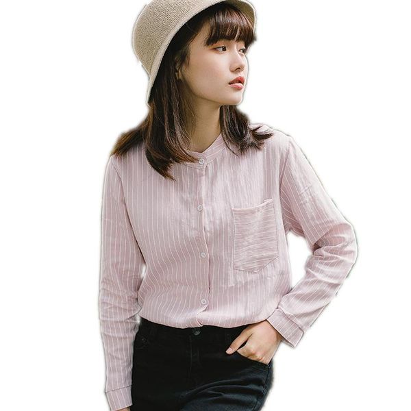 women's blouses & shirts 2021 arrival cotton shirt women long sleeve loose simple blouse for clothing striped female, White
women's blouses & shirts 2021 arrival cotton shirt women long sleeve loose simple blouse for clothing striped female, White