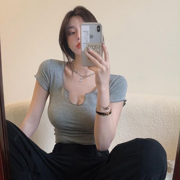 women's t-shirt square collar solid short woman korean style slim slimming t-shirts women simple high waist woman's 2021, White
women's t-shirt square collar solid short woman korean style slim slimming t-shirts women simple high waist woman's 2021, White