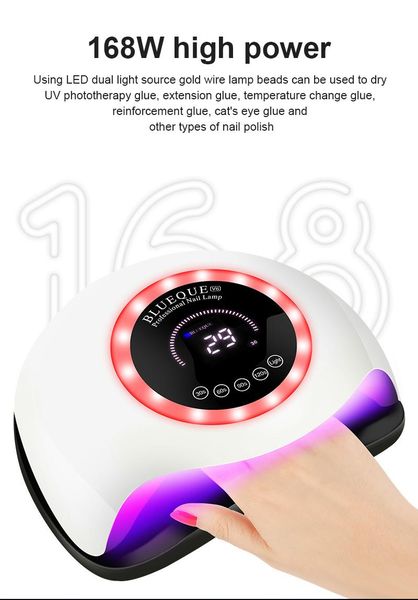 nail dryers 168w high-power lamp auto-sensing device potherapy machine 42 beads quick-drying painless art
nail dryers 168w high-power lamp auto-sensing device potherapy machine 42 beads quick-drying painless art