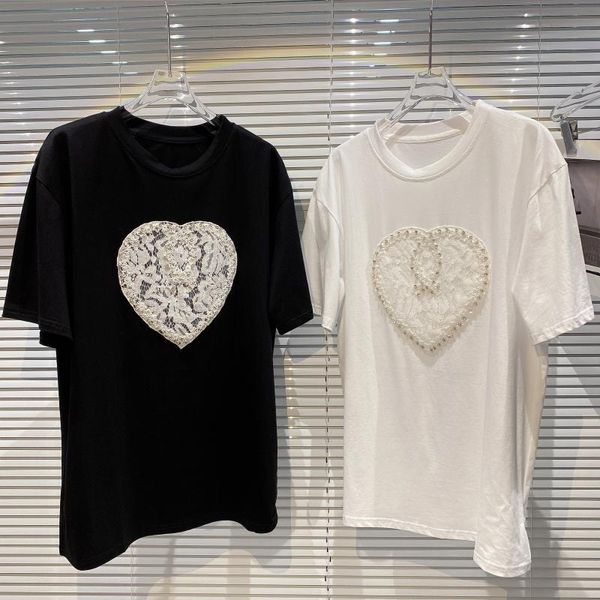 lace love rhinestone edge cloth contrast t shirt women 2021 summer half sleeve short t-shirt women's fashion, White
lace love rhinestone edge cloth contrast t shirt women 2021 summer half sleeve short t-shirt women's fashion, White