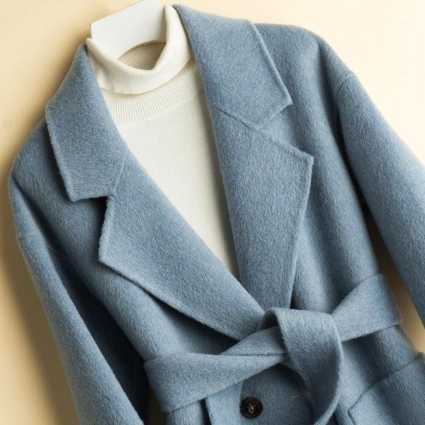 women's wool & blends hepburn wind cloth double coat female long woolen in the fall and winter of 2021 fashion, Black
women's wool & blends hepburn wind cloth double coat female long woolen in the fall and winter of 2021 fashion, Black