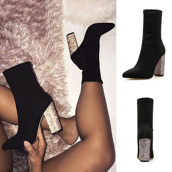 boots women's ankle 2021 winter pointed thick high heel large size mid calf point toe boot, Black
boots women's ankle 2021 winter pointed thick high heel large size mid calf point toe boot, Black