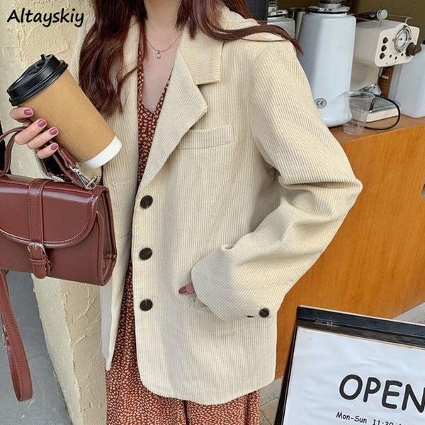women's suits & blazers autumn corduroy women solid vintage single breasted pockets ins hong kong style casual large size s-3xl baggy c, White;black
women's suits & blazers autumn corduroy women solid vintage single breasted pockets ins hong kong style casual large size s-3xl baggy c, White;black
