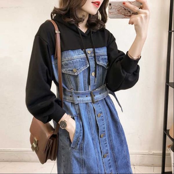 pluz size women's denim dress fashion casual wild high waist female autumn harajuku women clothing 210601, Black;gray
pluz size women's denim dress fashion casual wild high waist female autumn harajuku women clothing 210601, Black;gray