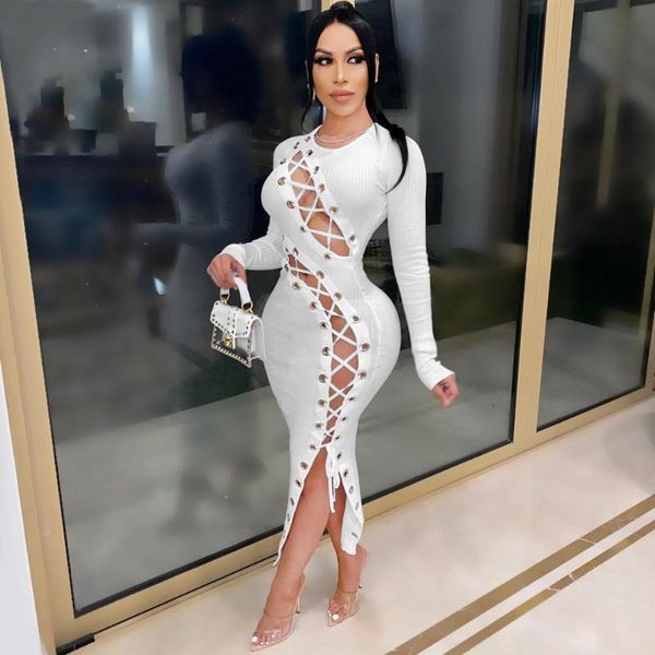 casual dresses bkld 2021 autumn winter ribbed bandage lace-up dress women cut out long sleeve bodycon side split party clubwear, Black;gray
casual dresses bkld 2021 autumn winter ribbed bandage lace-up dress women cut out long sleeve bodycon side split party clubwear, Black;gray