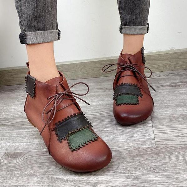 boots vintage lace-up women shoes genuine leather ankle platform 2021 winter round toe flat with mixed colors sewing, Black
boots vintage lace-up women shoes genuine leather ankle platform 2021 winter round toe flat with mixed colors sewing, Black