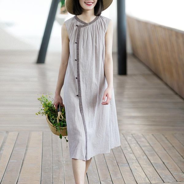 casual dresses homemade japanese linen cotton chinese style single breasted sleeveless cheongsam dress 0406, Black;gray
casual dresses homemade japanese linen cotton chinese style single breasted sleeveless cheongsam dress 0406, Black;gray