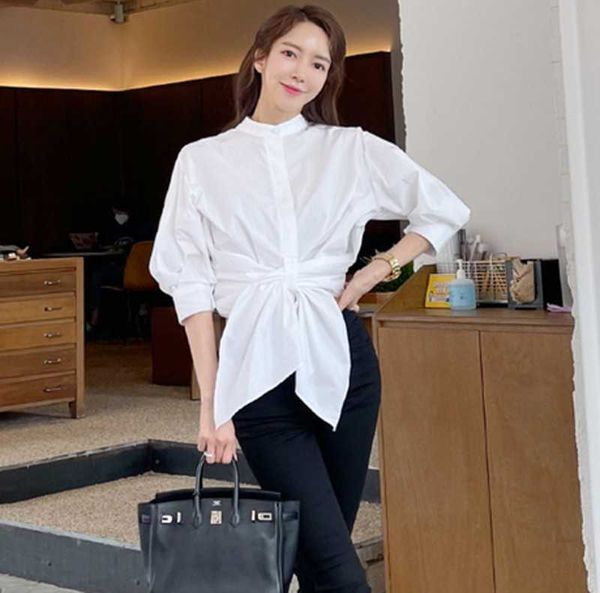 summer style korean design, casual temperament, half sleeve lace-up fashion shirt 210531, White
summer style korean design, casual temperament, half sleeve lace-up fashion shirt 210531, White
