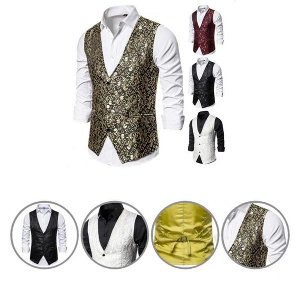 men' tank stage costumes vest handsome shirt male single-breasted formal charm v neck suit, White;black
men' tank stage costumes vest handsome shirt male single-breasted formal charm v neck suit, White;black